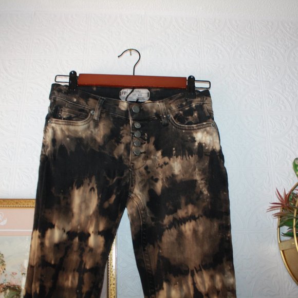 Custom Free People Reverse Tie Dye Button Fly Skinny Jeans 🌵 25 - Picture 5 of 15